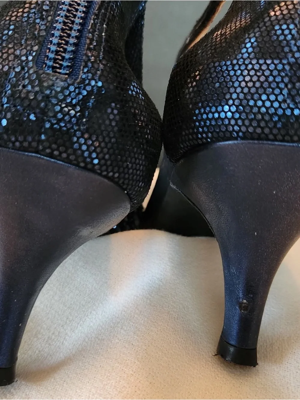 Alex Marie Black Beaded Fringe Open-Toe Heels